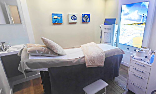 Cabine de soins esthétiques, salon de beauté, épilation, laser aux Eaux Vives à Genève.