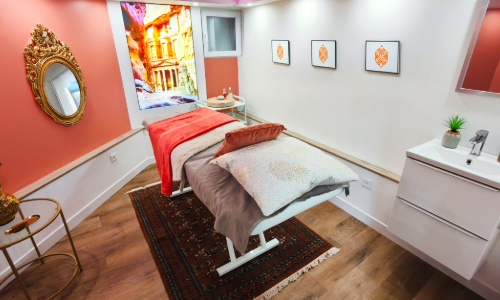 Cabine de soins esthétiques, pressothérapie, bloomea, soins visage, massages, massages drainants, madérothérapie aux Eaux Vives à Genève